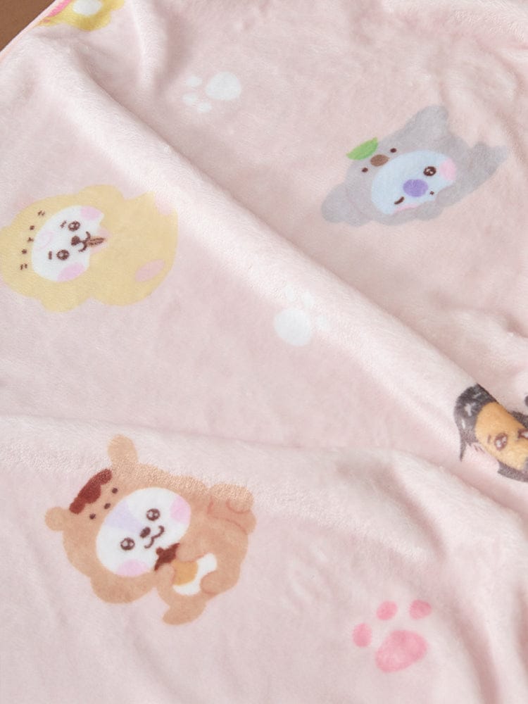 BT21 BABY MORE FLUFFY BLANKET LINE FRIENDS : couverture bébé rose avec personnages BT21, tissu tout doux, ambiance kawaii