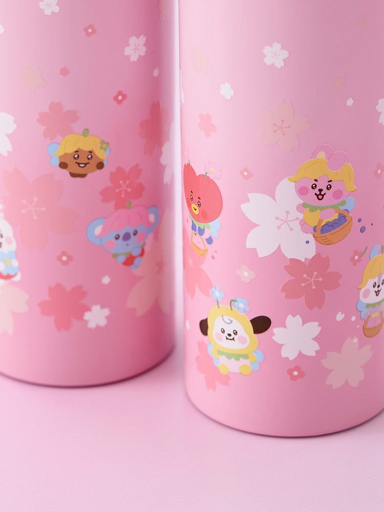 BT21 BABY TUMBLER(16oz) SPRING FAIRY : deux gobelets roses décorés, univers BT21, LINE FRIENDS, ambiance printanière