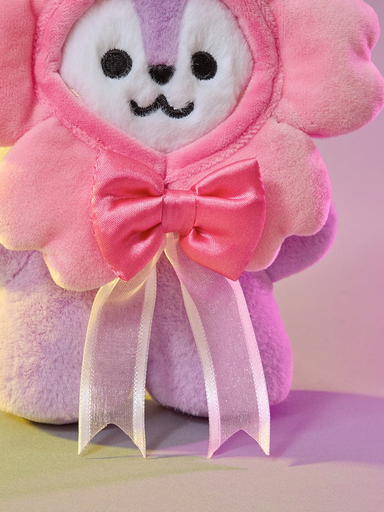 BT21 Born to Dance Closet Accessory Set (Wreath) : peluche décorative rose avec nœud et rubans, univers BTS/LINE FRIENDS.