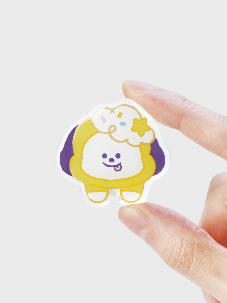 BT21 CHIMMY ACRYLIC MAGNETIC CLIP ON THE CLOUD EDITION, magnet papeterie LINE FRIENDS, CHIMMY nuage, main tenant le clip