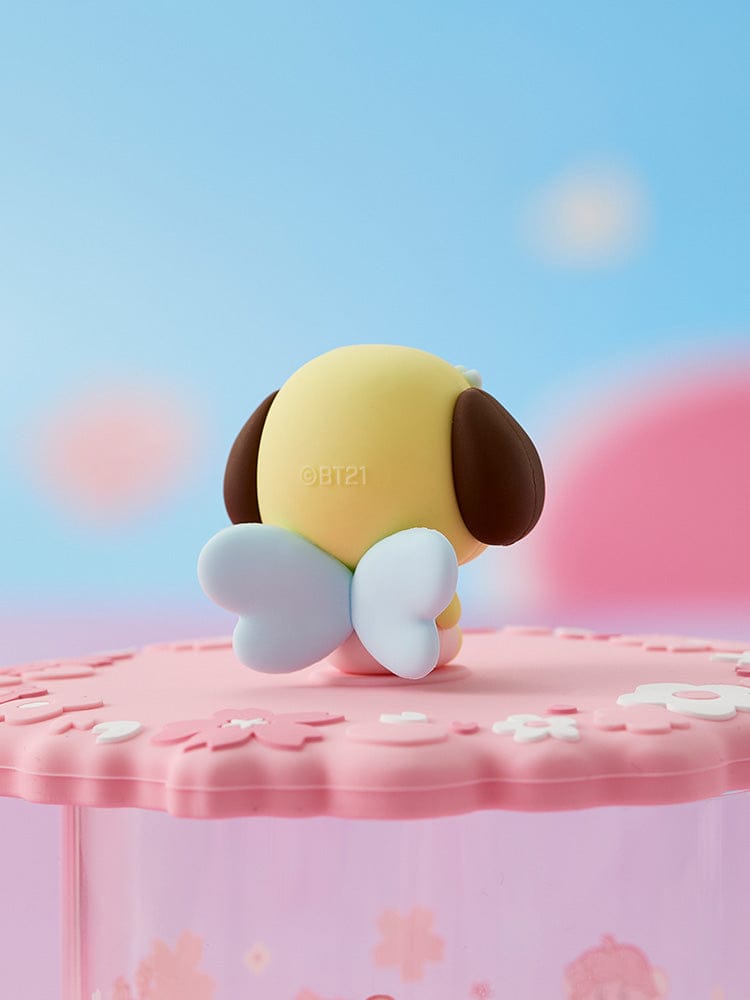 BT21 CHIMMY BABY GLASS UP & LID (11oz) SPRING FAIRY : CHIMMY en figurine sur couvercle, ambiance kawaii, LINE FRIENDS