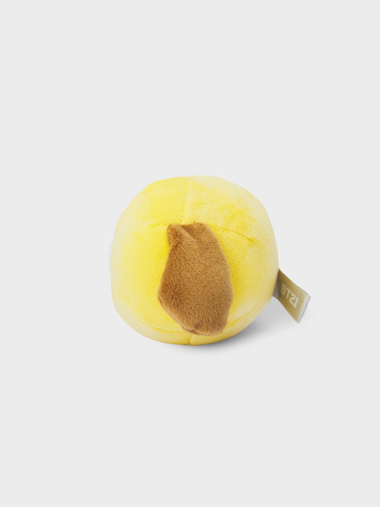BT21 CHIMMY BABY MOCHI FACE CUSHION (S), coussin mochi jaune de LINE FRIENDS avec tête de CHIMMY, fond clair.