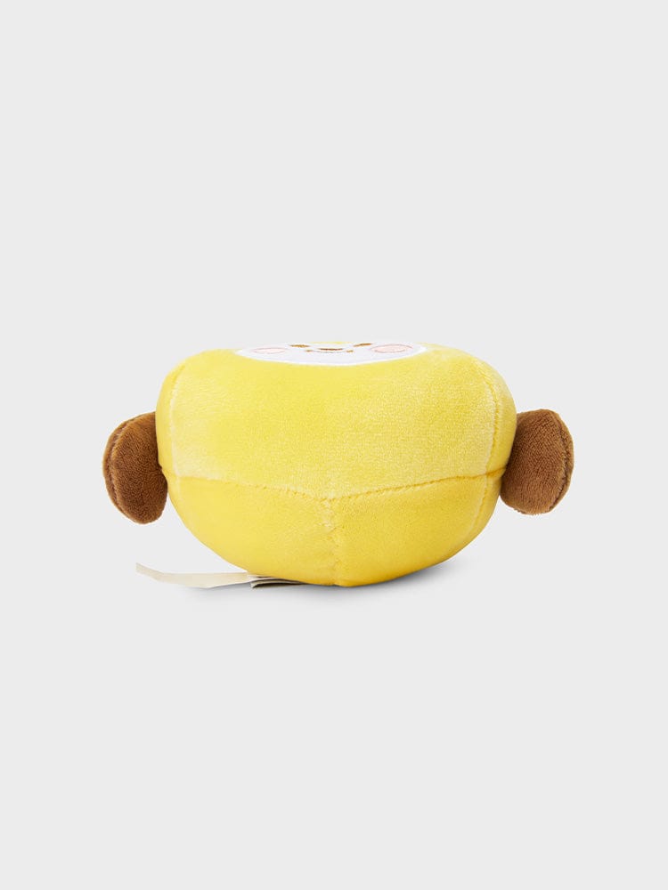 BT21 CHIMMY BABY MOCHI FACE CUSHION (S) LINE FRIENDS : coussin mochi jaune avec visage de CHIMMY, fond blanc, style kawaii.