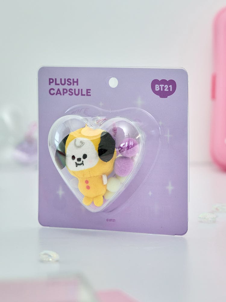 BT21 CHIMMY BABY PEARL PLUSH KEYRING, porte-clés en peluche CHIMMY sur carte officielle LINE FRIENDS, rose et violet