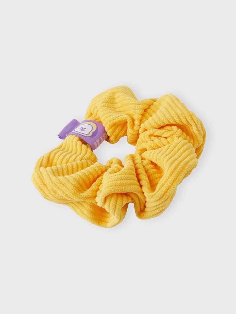 BT21 CHIMMY HAIR SCRUNCHIE NEW BASIC EDITION, chouchou jaune kawaii LINE FRIENDS avec motif CHIMMY sur fond clair