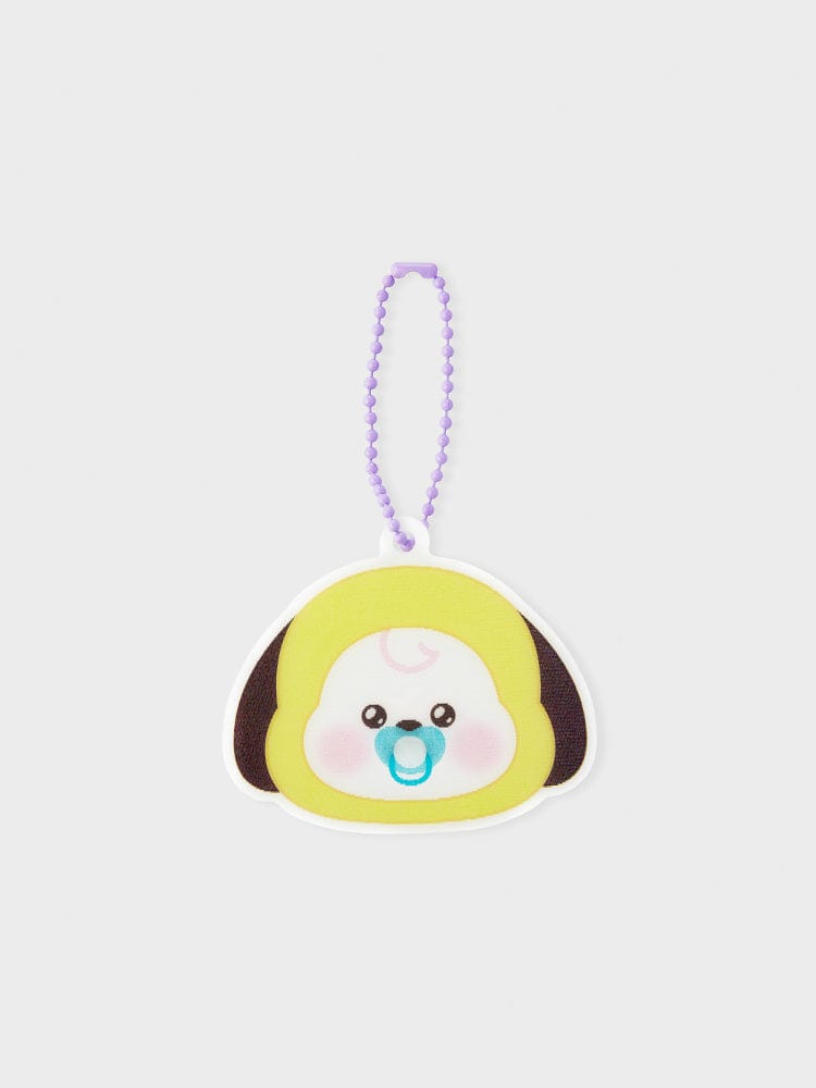 BT21 CHIMMY NEWBORN BABY LENTICULAR 3D KEYRING, porte-clés officiel LINE, CHIMMY nouveau-né sur fond clair
