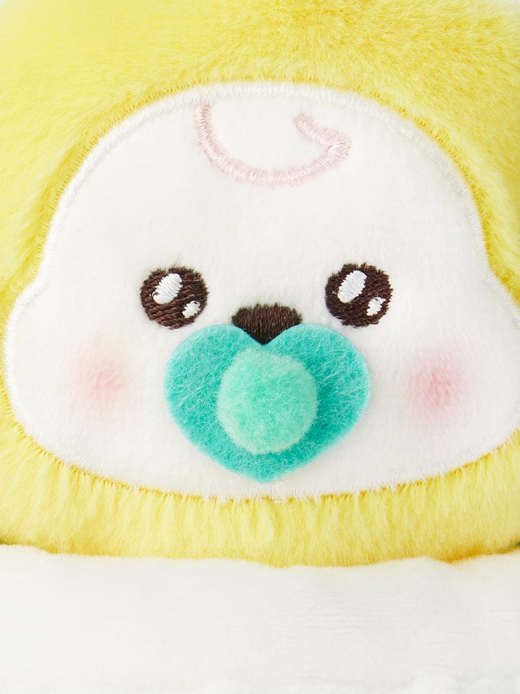 BT21 CHIMMY NEWBORN BABY PLUSH peluche officielle Jimin BTS, visage mignon sur fond jaune, douce et décorative