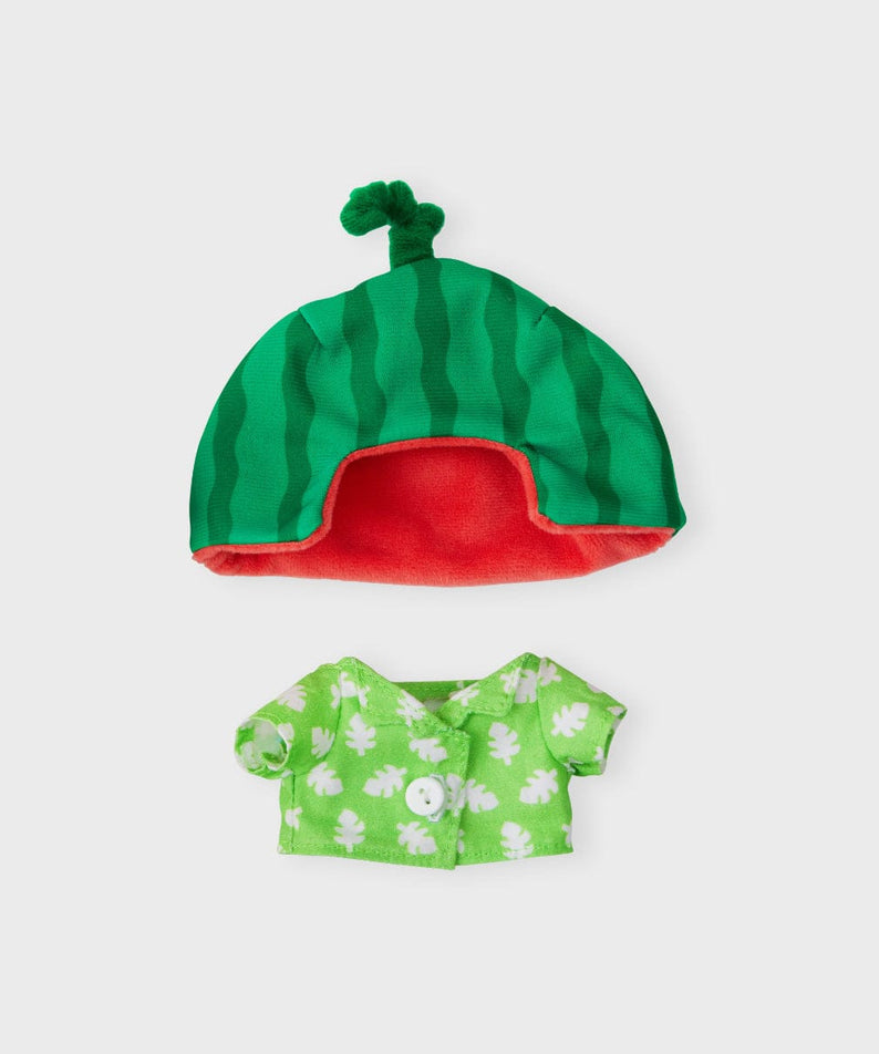 BT21 CHIMMY SUMMER LANE BODY BAG CHARM LINE FRIENDS, porte-clés en forme de tenue été sur fond clair.