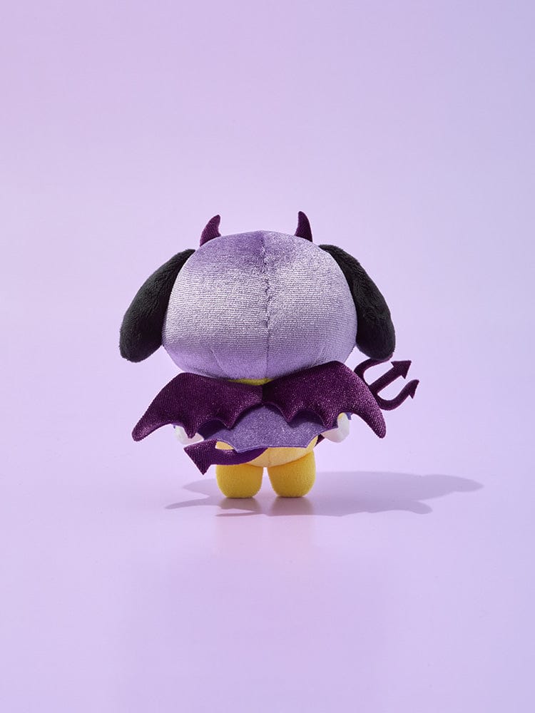 BT21 CHIMMY VILLAIN PLUSH ANGEL & VILLAIN peluche officielle LINE FRIENDS, chiot violet sur fond violet, décor chambre