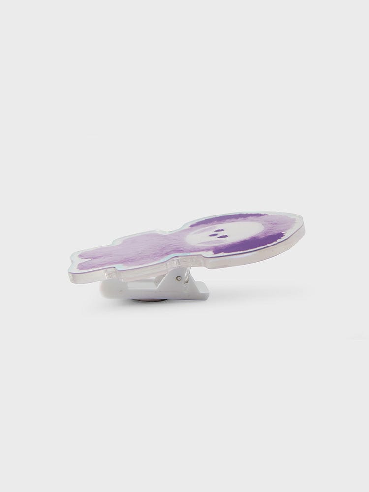 BT21 CHIMMY minini ACRYLIC MAGNETIC CLIP PURPLE OF WISH EDITION : clip magnétique violet CHIMMY sur fond clair, bureau/école.