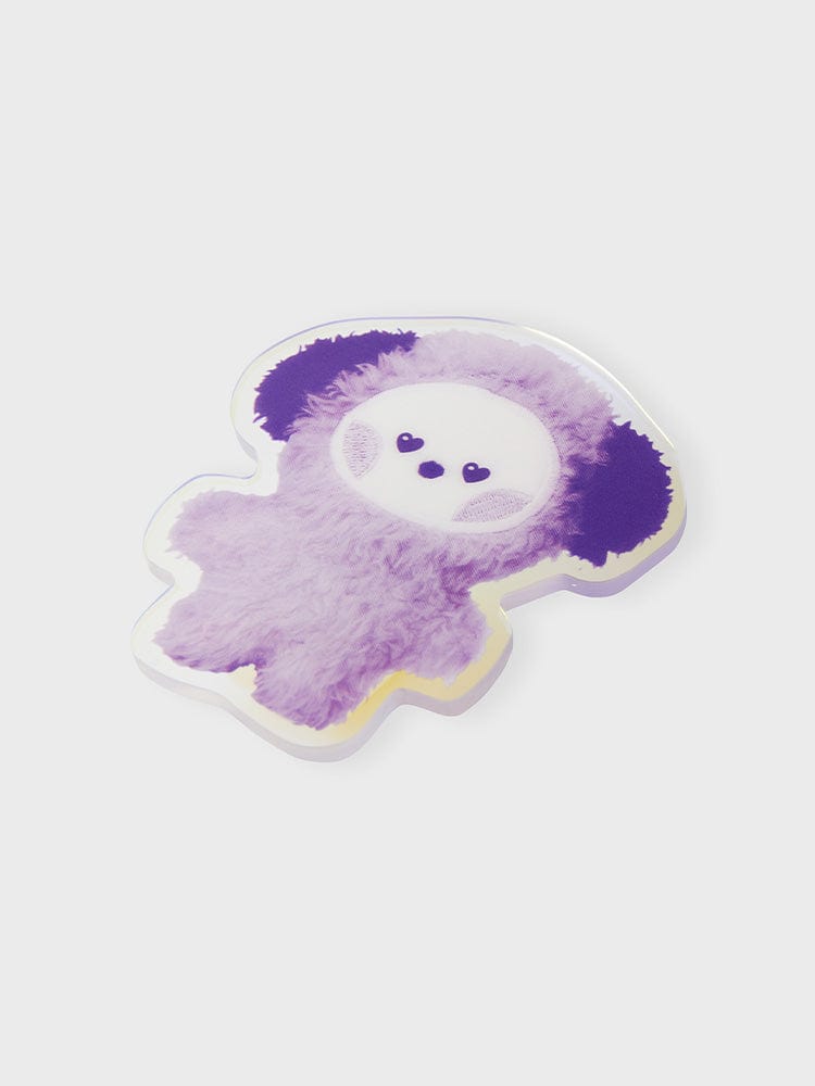 BT21 CHIMMY minini ACRYLIC MAGNETIC CLIP PURPLE OF WISH EDITION : clip magnétique violet CHIMMY sur fond clair