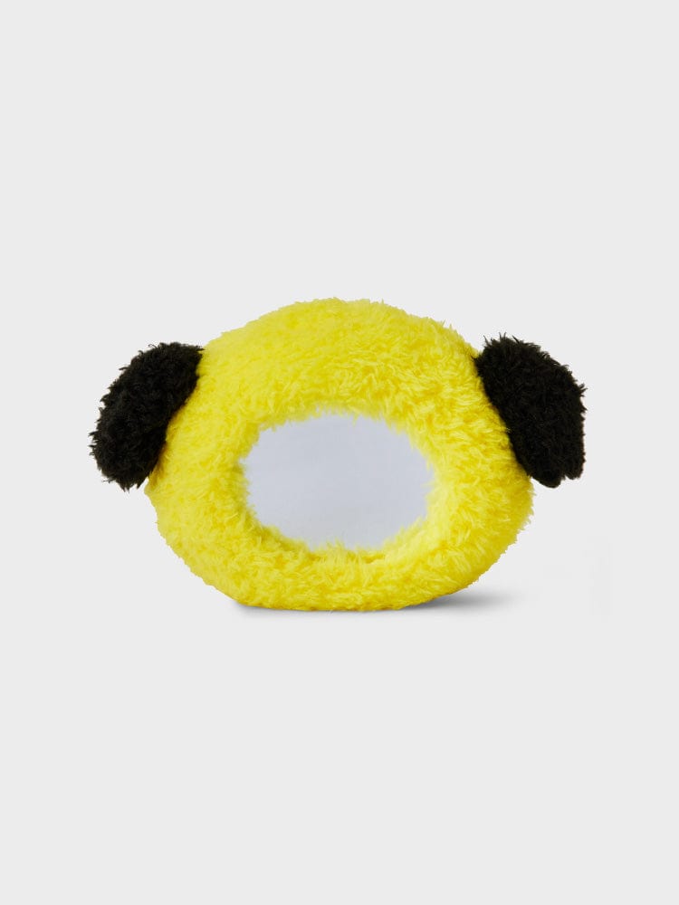 BT21 CHIMMY minini HANDHELD MIRROR GLITTER EDITION : miroir de poche CHIMMY jaune pailleté, décor kawaii LINE FRIENDS.