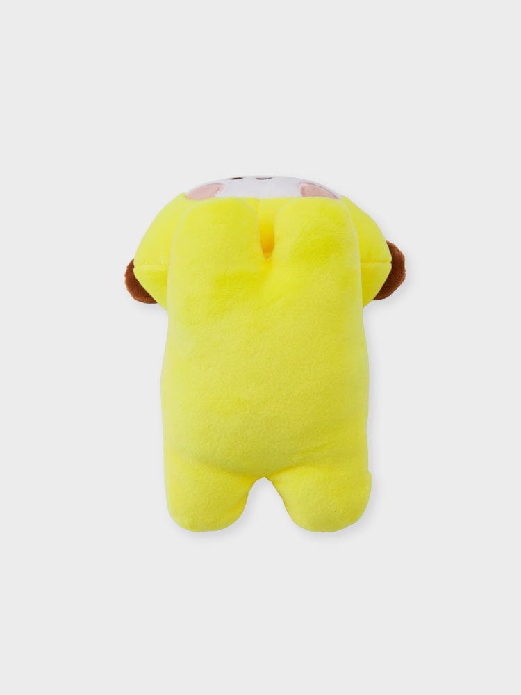 BT21 CHIMMY minini LYING DOLL : peluche chiot jaune allongé, marque BT21, sur fond clair, collection MININI.