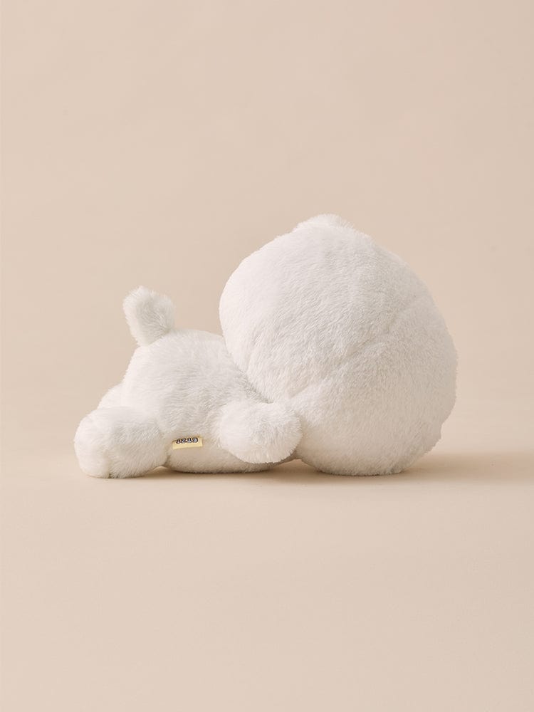 BT21 COOKY BABY LYING DOLL FLUFFY, peluche LINE FRIENDS officielle, lapin couché du personnage COOKY sur fond clair.