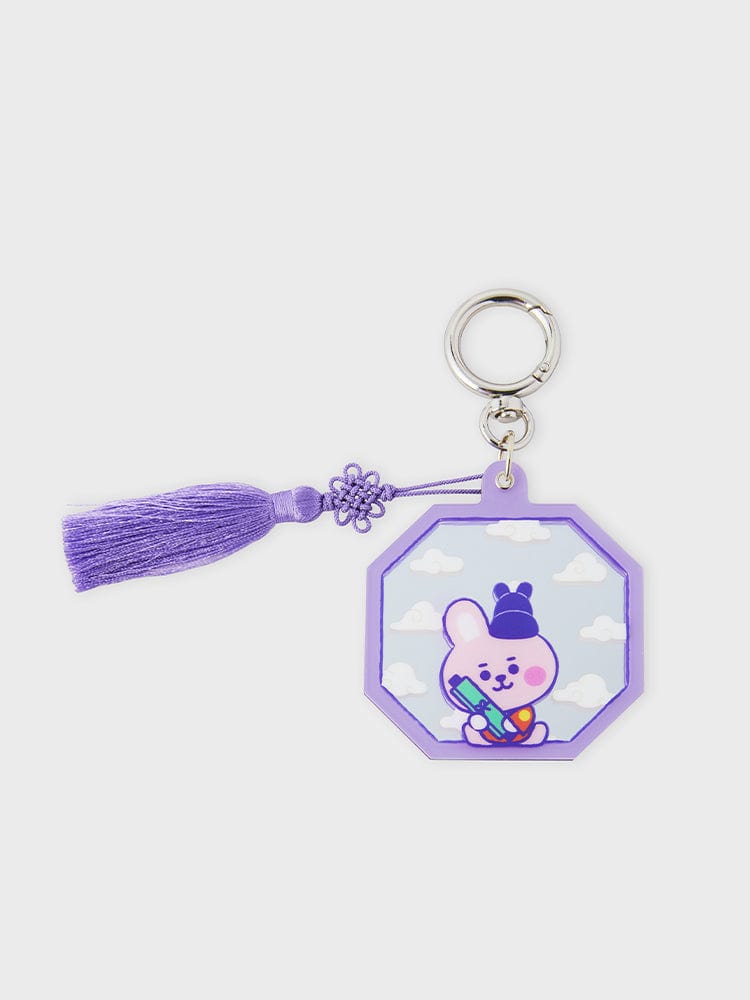 BT21 COOKY BABY MIRROR KEYRING K-EDITION ver.2 porte-clés miroir violet LINE FRIENDS sur fond clair