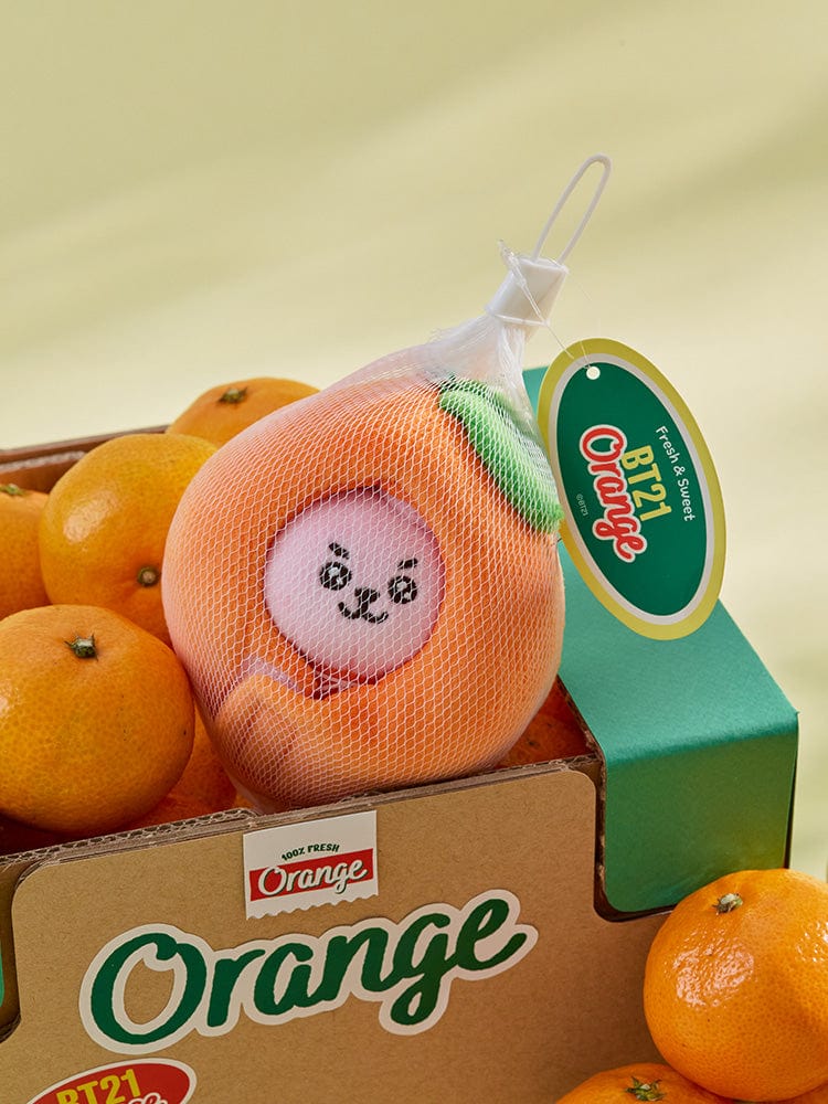 BT21 COOKY BABY PLUSH KEYRING ORANGE PARTY, porte-clés orange COOKY en boîte Orange, fan K-pop LINE FRIENDS.