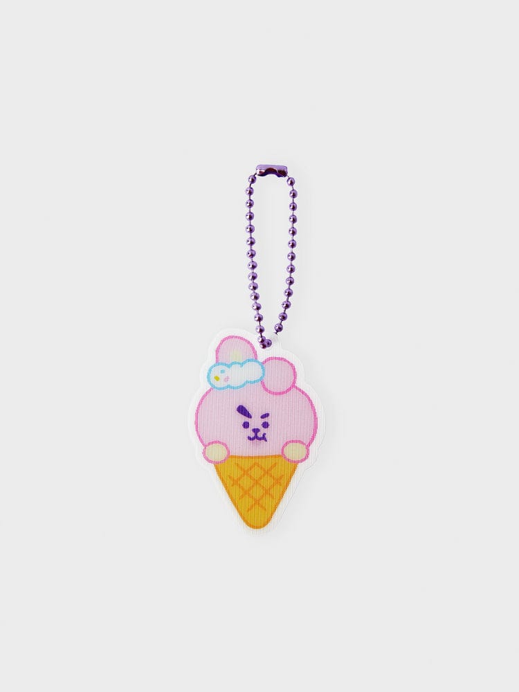 BT21 COOKY LENTICULAR 3D KEYRING ON THE CLOUD EDITION, porte-clés officiel LINE FRIENDS, COOKY sur un petit nuage.