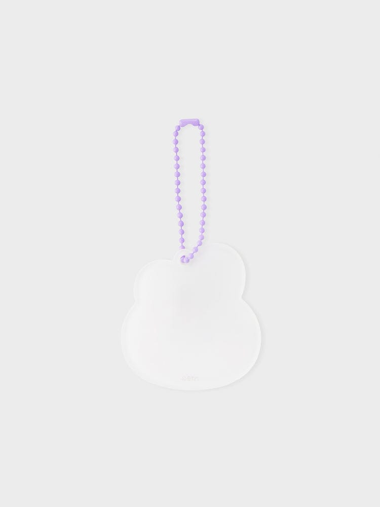 BT21 COOKY NEWBORN BABY LENTICULAR 3D KEYRING : porte-clés officiel LINE FRIENDS, lapin COOKY en relief violet sur fond clair.