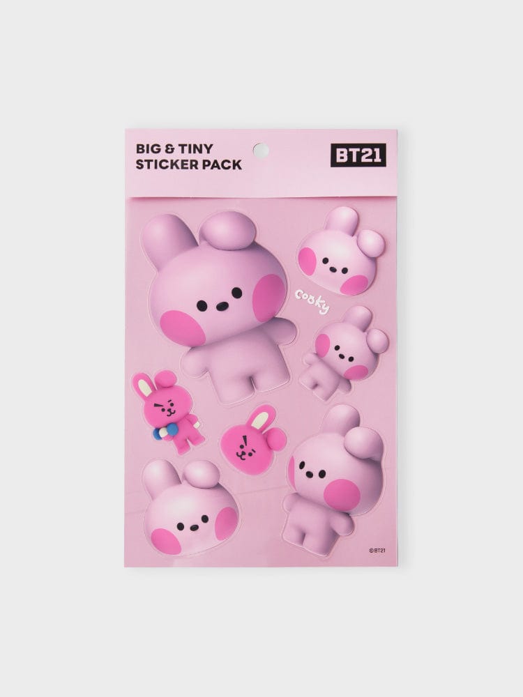BT21 COOKY REMOVABLE STICKERS BIG & TINY EDITION : pack de stickers roses, images COOKY lapin musclé BTS, papeterie