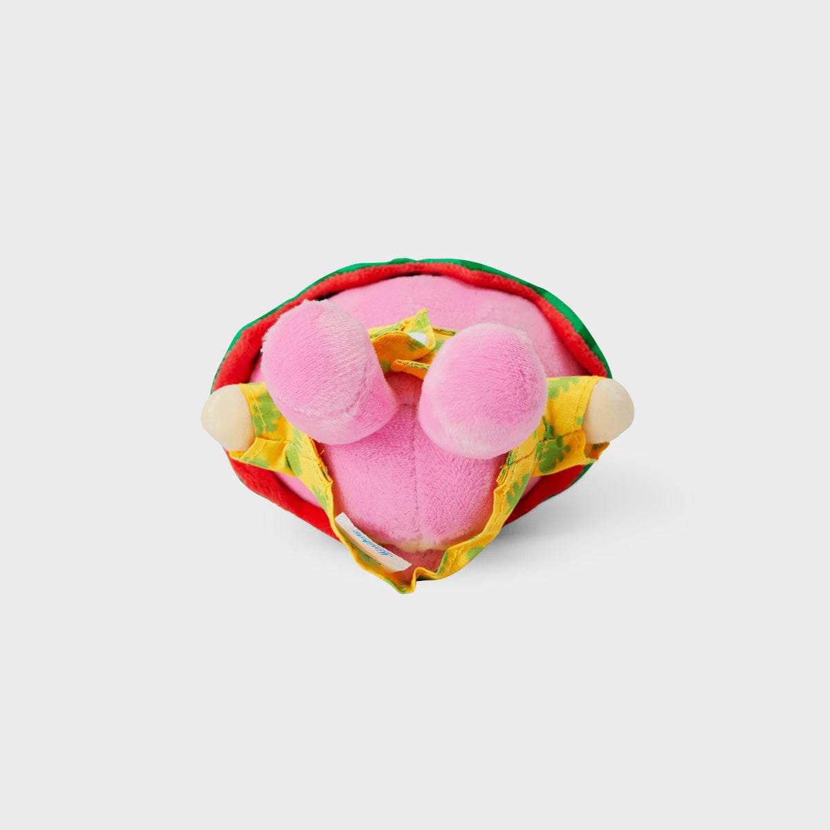 BT21 COOKY SUMMER LANE BODY BAG CHARM LINE FRIENDS : porte-clés COOKY lapin musclé en tissu, fond clair, style été.