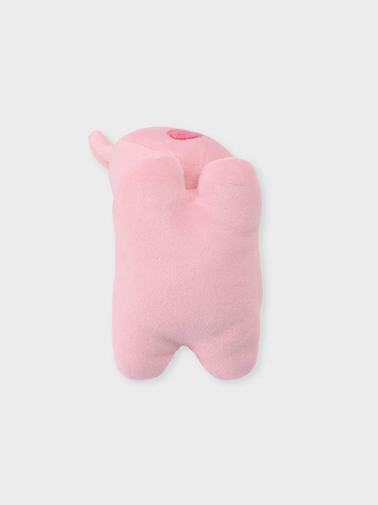 BT21 COOKY minini LYING DOLL, peluche officielle COOKY allongée rose, collection MININI, fond clair.