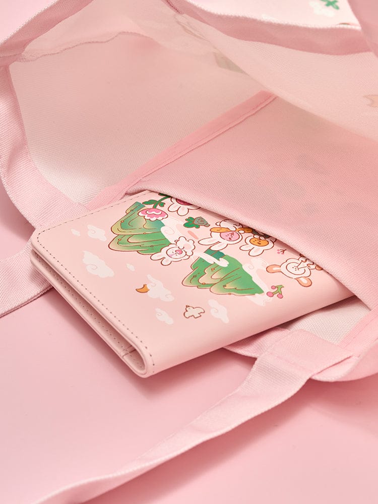 BT21 ECO BAG K-TOKKI, sac/ pochette rose LINE FRIENDS, imprimé K-Tokki, vue rapprochée sur l’intérieur