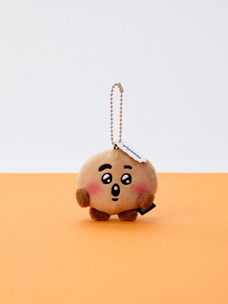 BT21 HEARTBEAT PLUSH KEYRING TODAY'S FACE, porte-clés peluche de marque BT21 avec figurine sur fond clair