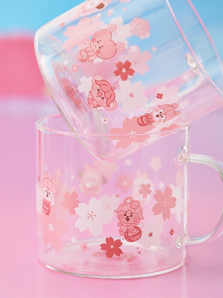 BT21 KOYA BABY GLASS UP & LID (11oz) SPRING FAIRY : verre KOYA en fleurs, marque LINE FRIENDS, style kawaii pastel