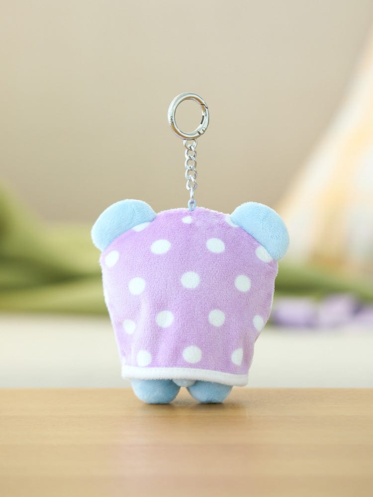 BT21 KOYA DOLL KEYRING CAMPFIRE porte-clés officiel LINE FRIENDS avec figurine KOYA koala, décor tasses polka points