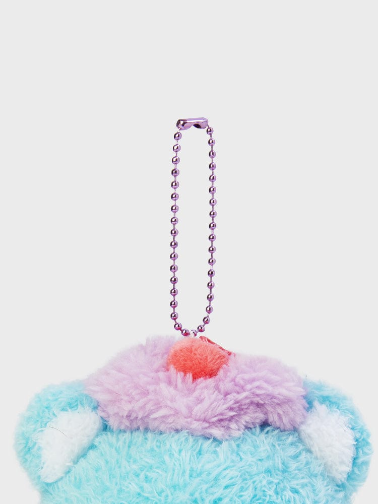 BT21 KOYA DOLL KEYRING ON THE CLOUD EDITION, porte-clés KOYA nuage LINE FRIENDS avec pompon sur fond clair.
