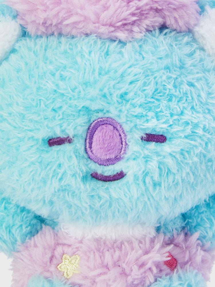 BT21 KOYA DOLL KEYRING ON THE CLOUD EDITION : porte-clés KOYA koala sur nuages, LINE FRIENDS, tissu pastel bleu et violet.