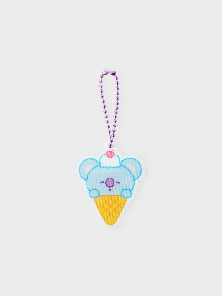 BT21 KOYA LENTICULAR 3D KEYRING ON THE CLOUD EDITION : porte-clés officiel LINE FRIENDS, KOYA sur nuage, fond blanc
