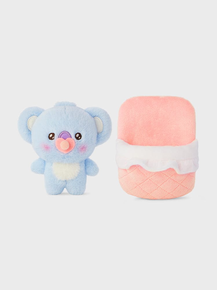 BT21 KOYA NEWBORN BABY PLUSH peluche koala LINE FRIENDS officielle, duo bleu et rose, fond clair, mignonne