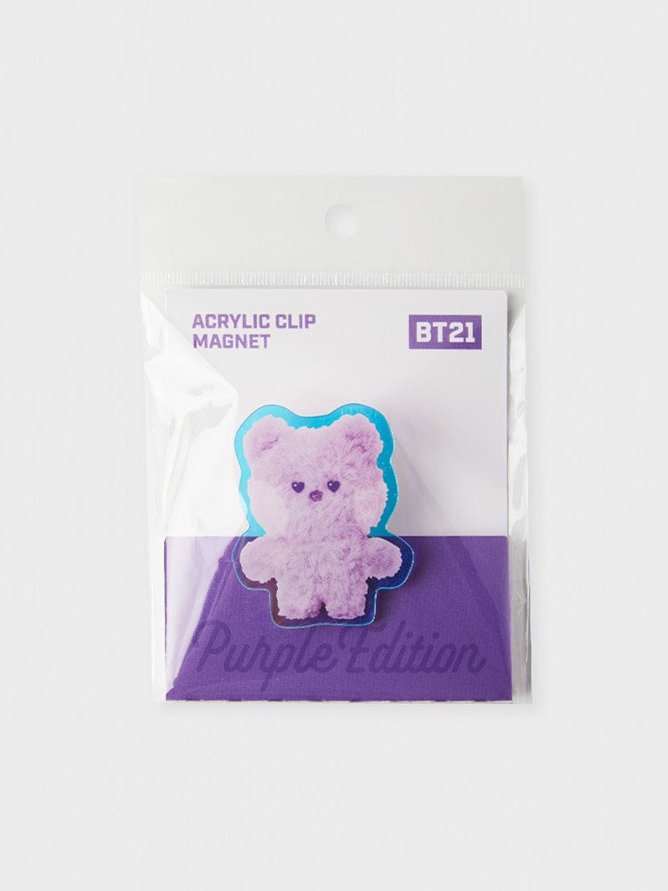 BT21 KOYA minini ACRYLIC MAGNETIC CLIP PURPLE OF WISH EDITION, clip magnétique violet en packaging officiel LINE FRIENDS