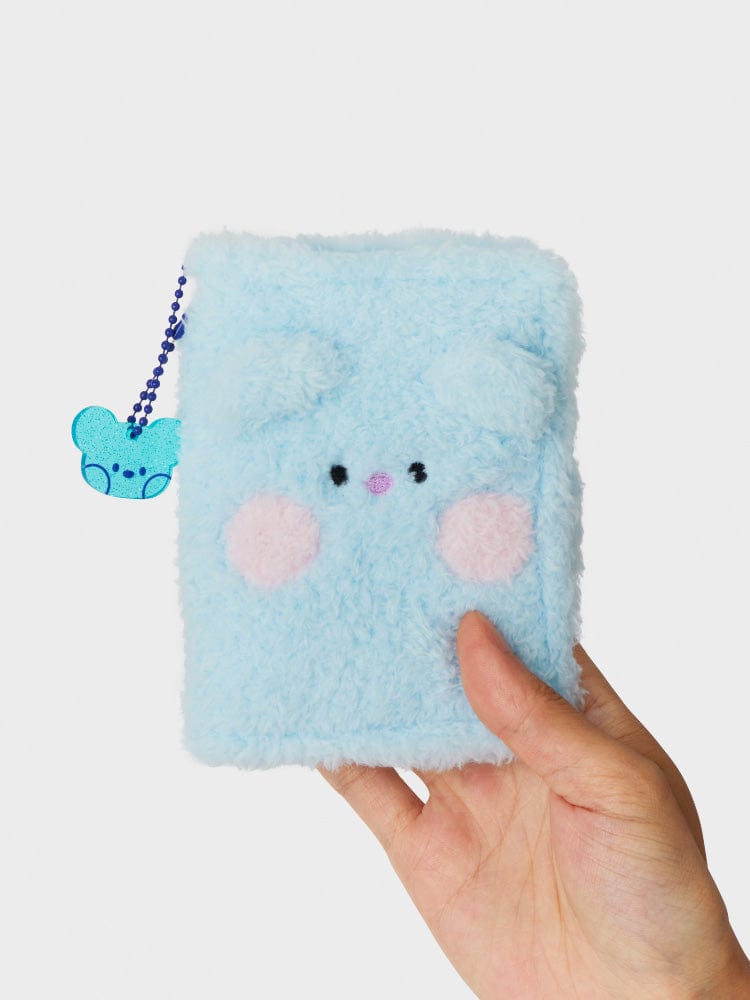 BT21 KOYA minini PHOTO BINDER GLITTER EDITION, binder photo bleu peluche avec porte-clés koala RM, papeterie LINE FRIENDS