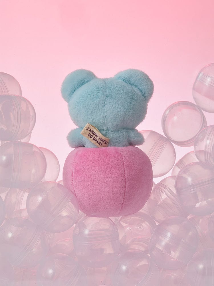 BT21 KOYA minini PLUSH LUCKY GATCHA peluche KOYA koala RM, photo rose avec bouteilles et bulles décoratives