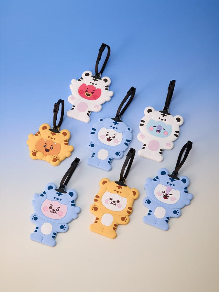 BT21 LUGGAGE TAG K-HORANG, tags valise officiels LINE FRIENDS avec K-HORANG, personnages sur fond bleu