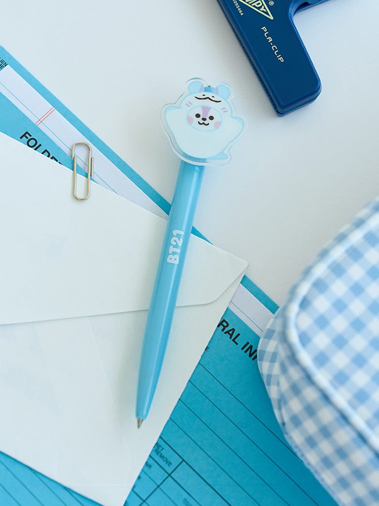 BT21 MANG BABY ACRYLIC GEL PEN OCEAN FRIENDS, stylo gel bleu LINE FRIENDS sur cahiers scolaires décorés