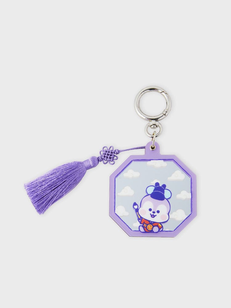 BT21 MANG BABY MIRROR KEYRING K-EDITION ver.2, porte-clés miroir officiel LINE FRIENDS, poney masqué MANG sur fond clair