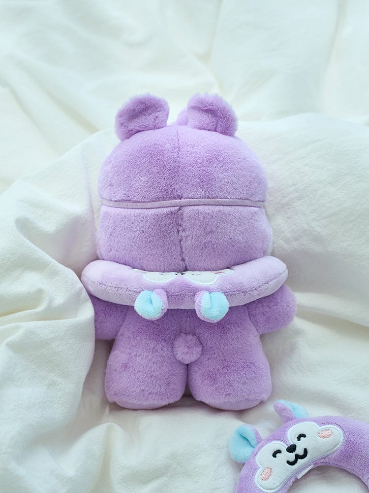 BT21 MANG BASIC COSTUME CLOSET - SLEEP EYE MASK SET, peluche MANG LINE FRIENDS sur tissu clair, masque yeux assorti