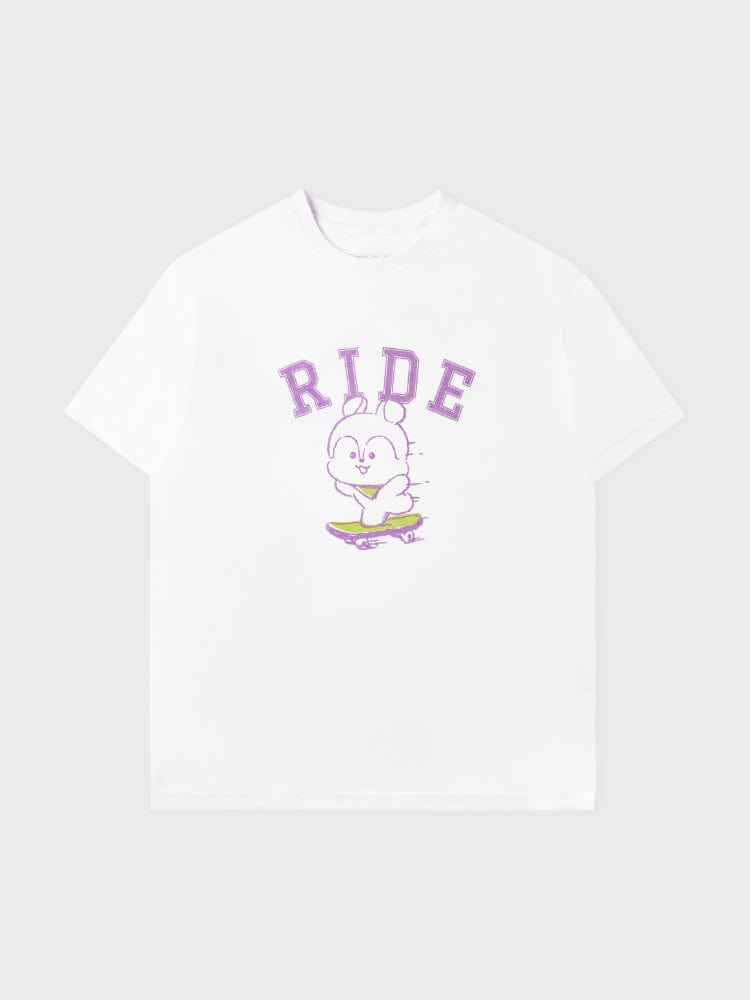 BT21 MANG BASIC SHORT SLEEVE TSHIRT WHITE (M) : t-shirt blanc officiel LINE FRIENDS, visuel MANG danseur sur fond clair.