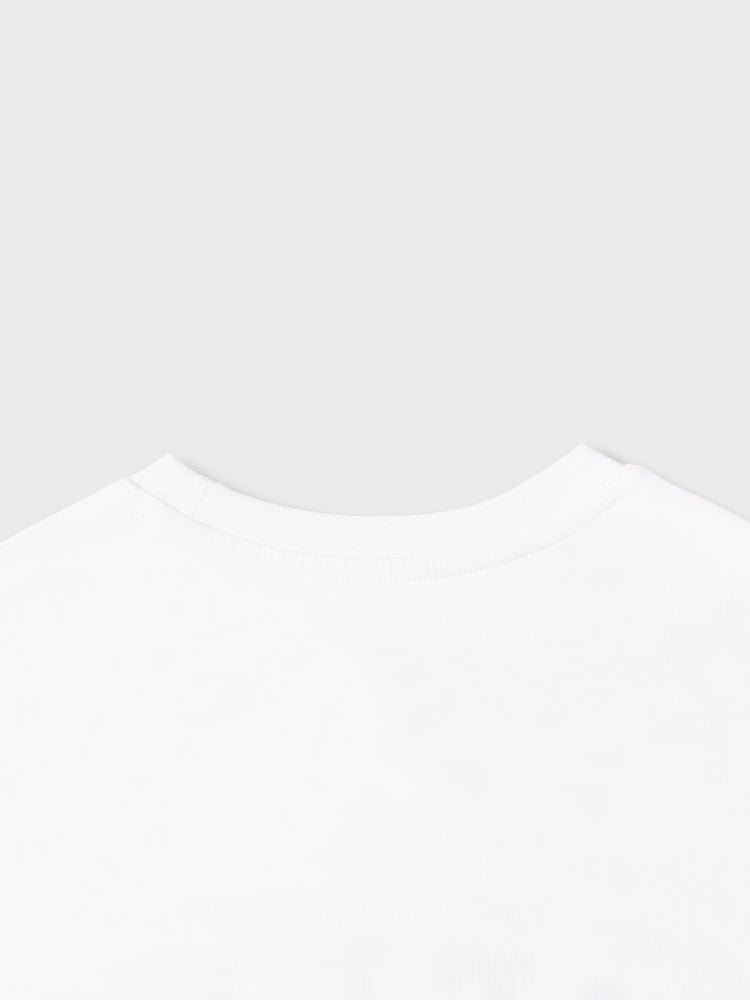 BT21 MANG BASIC SHORT SLEEVE TSHIRT WHITE (M) : t-shirt blanc officiel LINE FRIENDS, visuel centré sur le col rond.