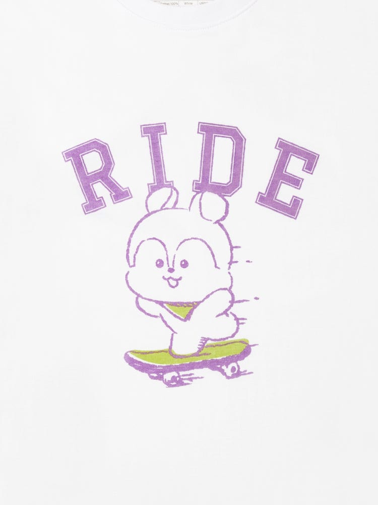BT21 MANG BASIC SHORT SLEEVE TSHIRT WHITE (M) : t-shirt blanc officiel LINE FRIENDS avec Mang danseur masque, style K-pop.