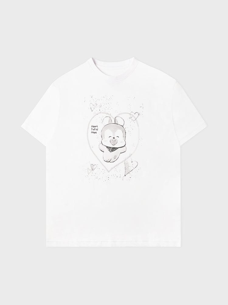 BT21 MANG BASIC STREET SHORT SLEEVE TSHIRT WHITE (M) t-shirt blanc officiel LINE FRIENDS, motif Mang street kawaii