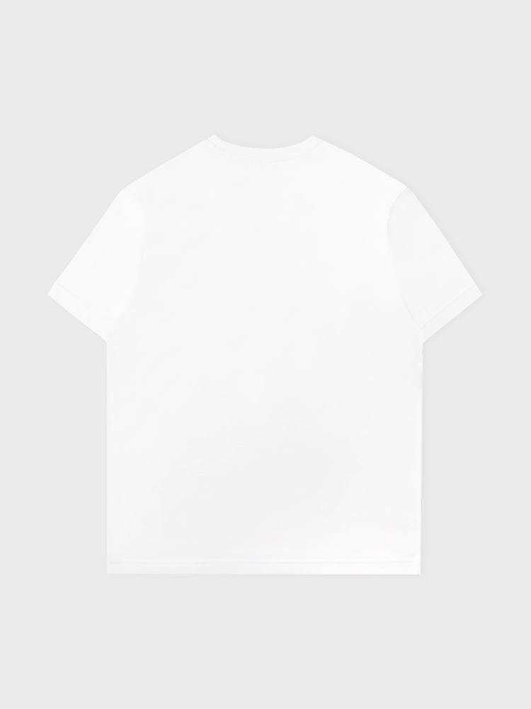 BT21 MANG BASIC STREET SHORT SLEEVE TSHIRT WHITE (M) : t-shirt blanc officiel LINE FRIENDS, visuel en studio, MANG au style street.