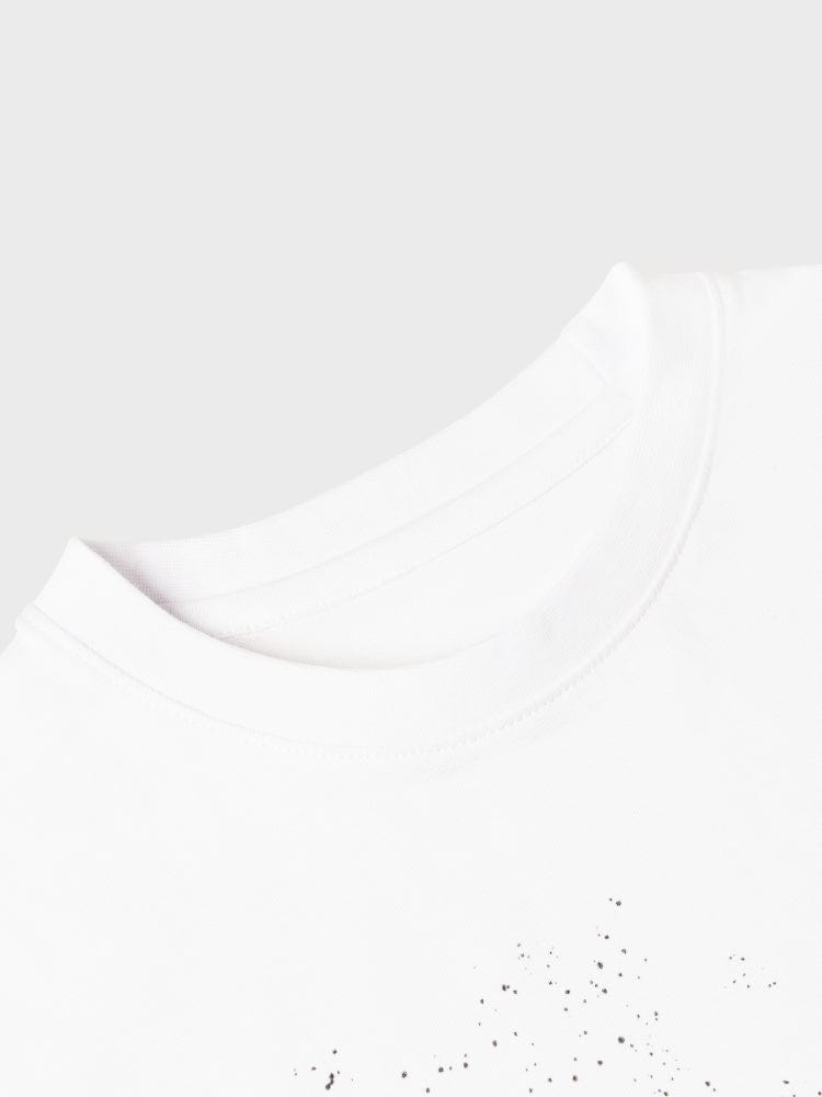 BT21 MANG BASIC STREET SHORT SLEEVE TSHIRT WHITE (M) t-shirt blanc officiel LINE FRIENDS, gros plan encolure et imprimé.
