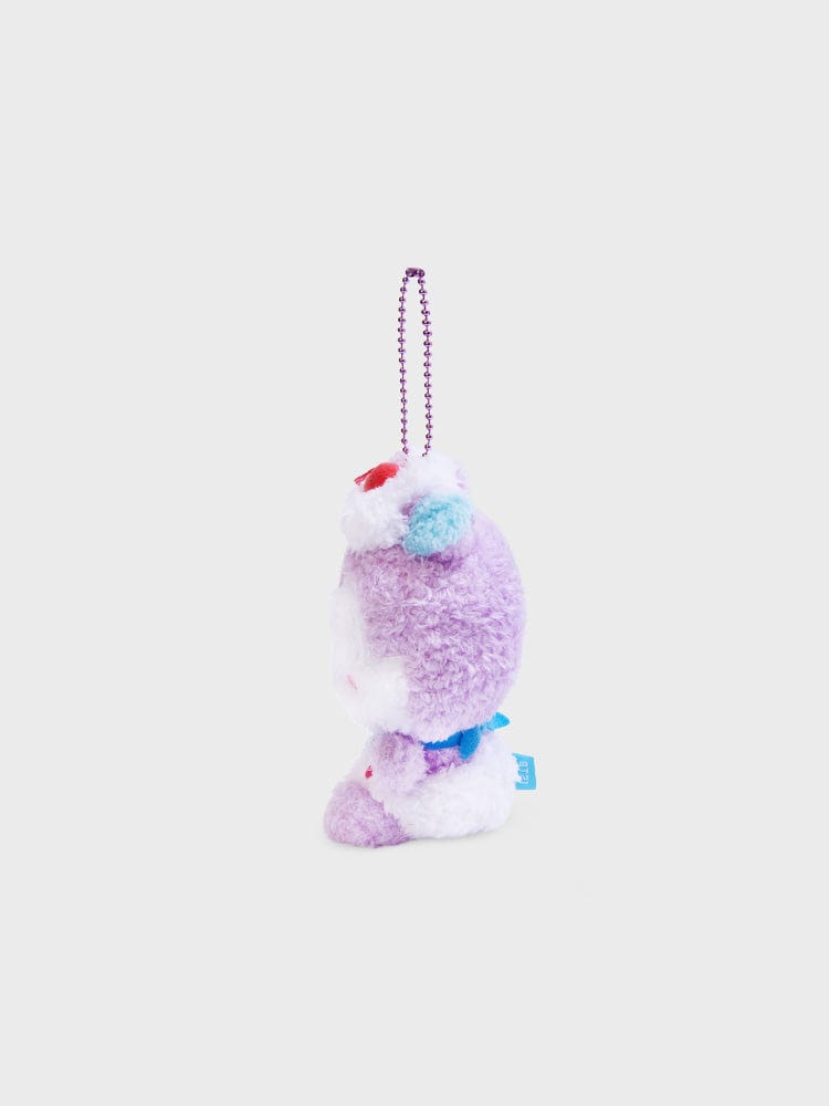 BT21 MANG DOLL KEYRING ON THE CLOUD EDITION LINE FRIENDS : porte-clés MANG en peluche sur fond clair, style nuage