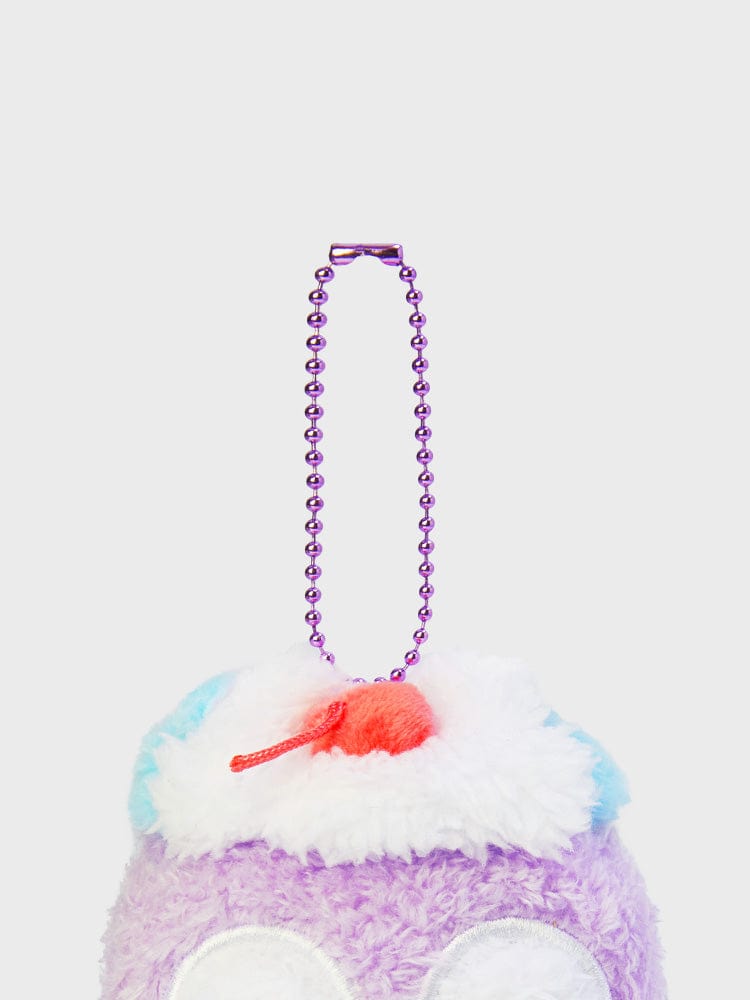 BT21 MANG DOLL KEYRING ON THE CLOUD EDITION : porte-clés LINE FRIENDS avec peluche MANG sur fond clair, style K-pop.