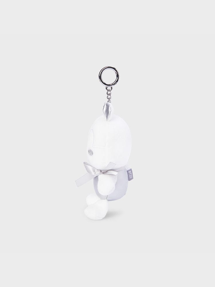 BT21 MANG DOLL KEYRING SILVER EDITION : porte-clés LINE FRIENDS argenté avec la figurine MANG sur fond clair
