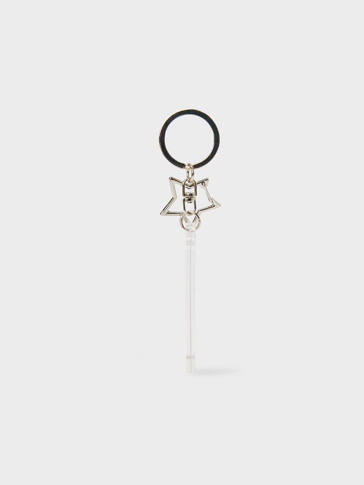 BT21 MANG ID CARD ACRYLIC KEYRING SILVER EDITION : porte-clés acrylique LINE FRIENDS avec figurine argent sur fond clair